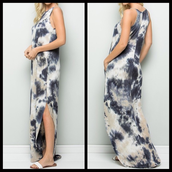 40% CLEARANCE 🎄Brianna Tie Dye Maxi-Navy - Picture 4 of 4